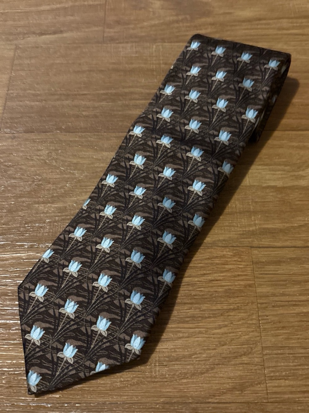 Ermenegildo Zegna Men’s Silk Tie Made In Italy Brown/Gold Floral